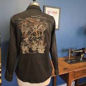 Stetson Embroidered Western Black Denim Shirt